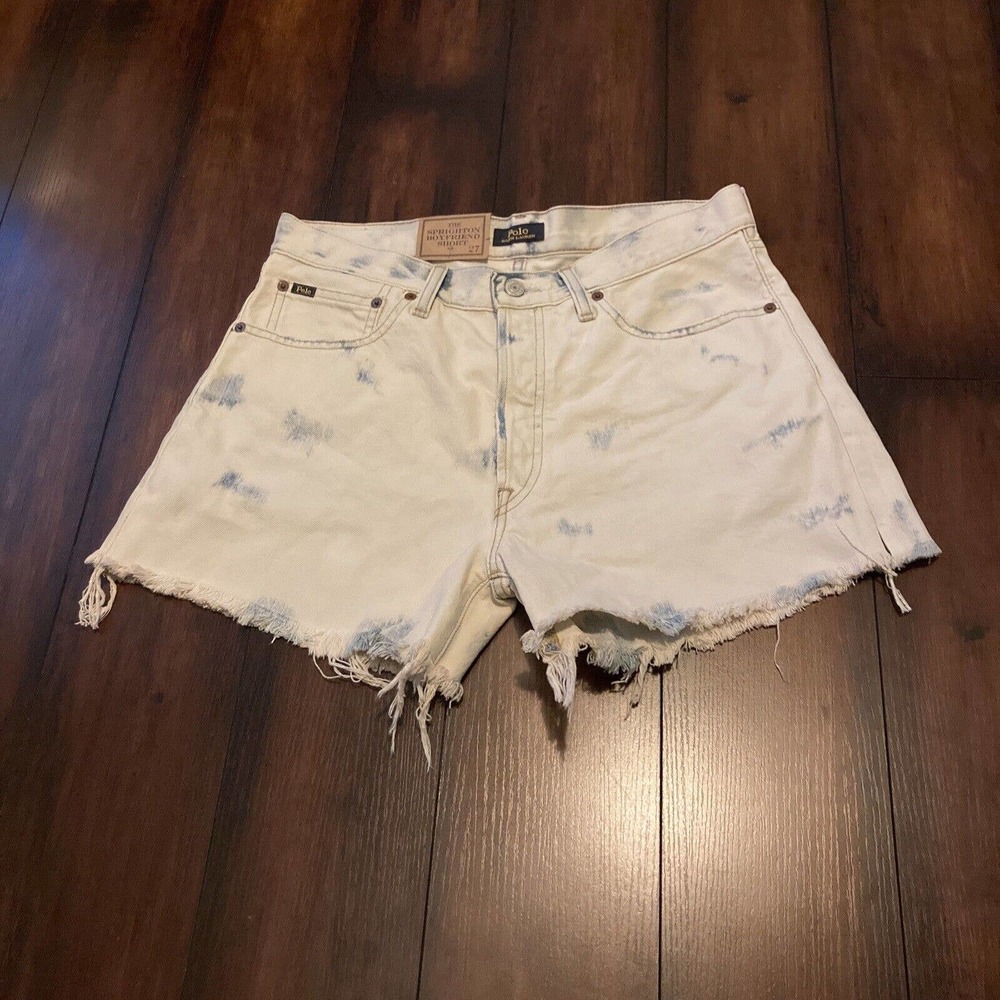 Polo Ralph Lauren 27 The Sprighton Boyfriend Cutoff Acid Wash Sky Shorts Women’s